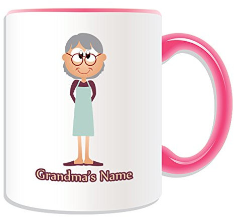 Personalisiertes Geschenk – Oma Tasse (Familie Mitglied Design Thema, Farbe Optionen) – Jede Nachricht/Name auf Ihre einzigartige Tasse – Großmutter Nana Nanna, keramik, rose