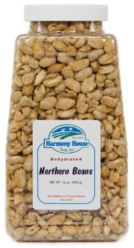 Harmony House Foods TRUE Dehydrated Great Northern Beans - Easy Cook (16 oz, Quart Size Jar)