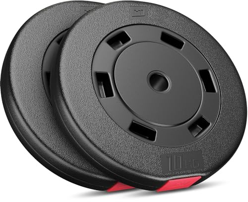 HOP-Sport® Disques de Poids en Plastique 20 kg, alésage 31 mm, pour Barre d'haltères 30 mm Variantes au Choix, Disques d'haltères Entraînement Musculation et Haltérophilie (2x10 kg), Noir