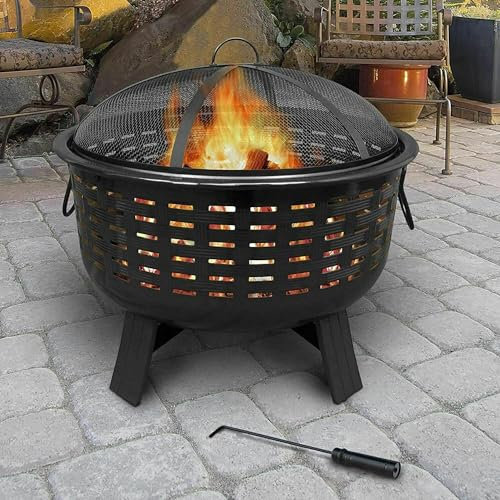 garden mile GIARDINO Focolare riscaldamento per esterni cucina Buca per il fuoco quadrato BRACIERE TAVOLO PIASTRELLATO GRANDE NERO