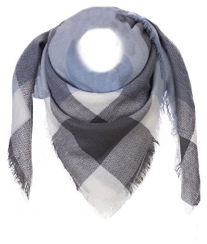 FASHION YOU WANT XXL Schal Karo (Blau/Grau/Weiß)