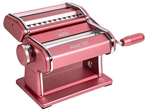 Marcato, Máquina de Pasta Atlas 150, Rosa, Aluminio Anodizado, para Lasagne, Fettuccine, Tagliolini, Compatible con 11 Tamaños Extra.
