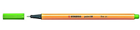 STABILO Fineliner - 3er Pack - Hellgrün 88/43 - 0,4 mm - Dreieckig - Wasserdicht - Metallgefasste Spitze, geeignet für Schablone