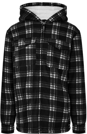 DUNLOP Mens Full Zip Checked Hoodie Black M