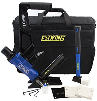 Estwing EF18GLCN Pneumatic 18-Gauge 1-3/4 L-Cleat Flooring Nailer Ergonomic and Lightweight Nail Gun with No-Mar Baseplates for Tongue and Groove, Hardwood, Bamboo, and Engineered Flooring