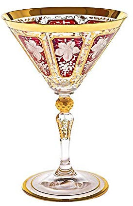 Martiniglas Cocktailschale getäfelt Ruby Grape 130ml prunkvoll Rot, Gold