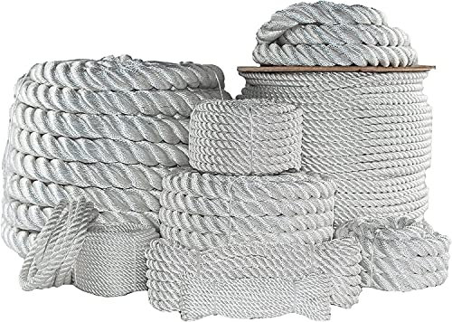 SGT KNOTS Twisted Nylon Rope - Multipurpose Utility Line for Crafts, Towing, Dock Lines, and Heavy Loads, Farming and More (3/4 x 10ft, White)