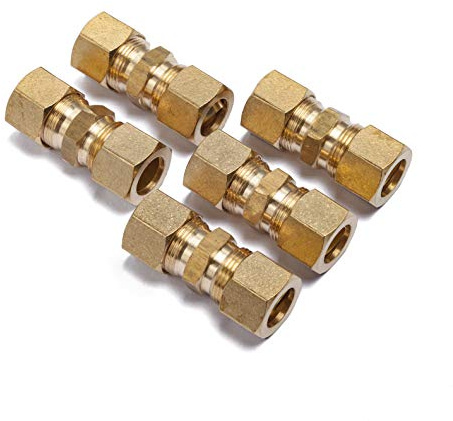 LTWFITTING 7/16 OD Compression Union,Brass Compression Fitting(Pack of 5)