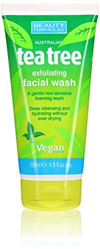 Beauty Formulas Australian Tea Tree Exfoliating Facial Wash, 150 milliliters