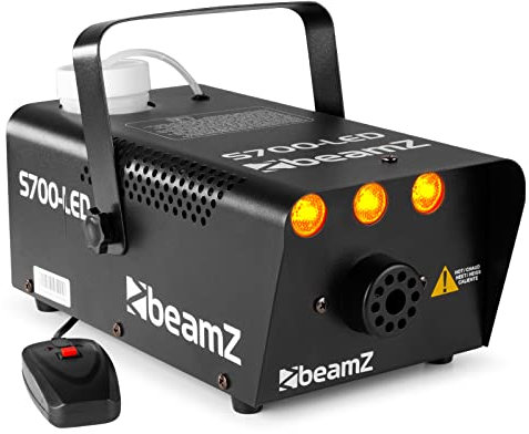 BeamZ S700-LED Machine à Fumée 700 Watts avec 3 x LED Ambre Effet Flamme, Solide et Compacte, Télécommande 3 m, Débit 75m³/minute, Réservoir 0.4 L, Idéal pour votre Soirée ou Spectacle