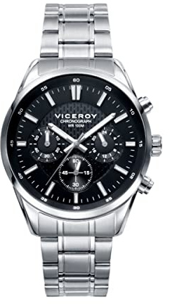 Viceroy Reloj Cronógrafo Hombre de Acero Inoxidable - 40 mm - Movimiento de Cuarzo - Esfera Negra - Acabado Dorado - Sumergible 10 ATM - Colección Magnum – 401017-57