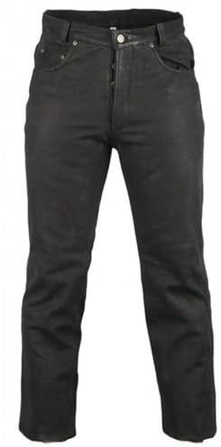 MDM Lederjeans Bikerjeans Western Nubuk Leder schwarz Motorradjeans Hose Lederhose (34)