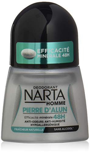 NARTA Déodorant Bille Homme à la Pierre d'Alun 48h - 50ml - 3 pièces - Lot de 3