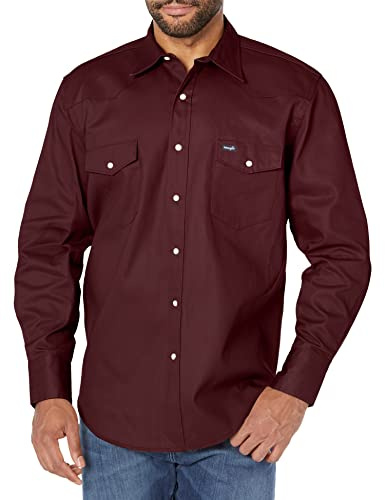 Wrangler Cowboy Cut Western Long Sleeve Snap Work Shirt Firm Finish Chemise de Travail, Opaque, Stone, M Homme