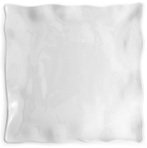 Q Squared Gerüschte quadratische Servierplatte, BPA-frei, Melamin, klein, quadratisch, 30,5 cm, Weiß