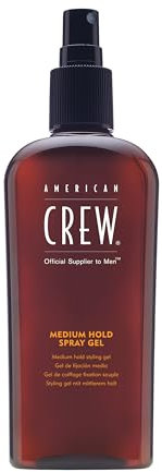 American Crew Medium Hold Spray Gel, Gel Spray Styling Capelli Uomo, Tenuta Media e Flessibile, Look Naturale, Idratante e Nutriente, Con Aloe Vera, Protegge dai Raggi UV, 250ml