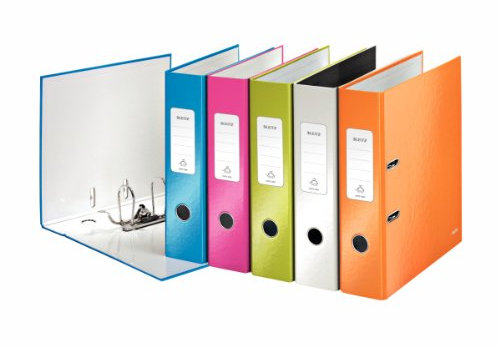 Leitz 10050099 Wow Qualitäts-Ordner (Schlitzen, A4, breit) 5 Stück sortiert ,Design kann variieren