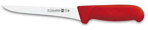 3 CLAVELES Cuchillo DESHUESAR Proflex Rojo 15 cm-6 FH 3C, Acero Inoxidable, Azul, 26x1.9x1.7000000000000002 cm