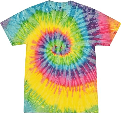 Colortone Maglietta Batik Unisex 'Swirl' | Maglietta Uomo Manica Corta Maglietta Hippie Donna S - 5XL | Abbigliamento Flower Power Donna Uomo Cotone | Disegno Batik Tinto a Mano | Saturn, XL