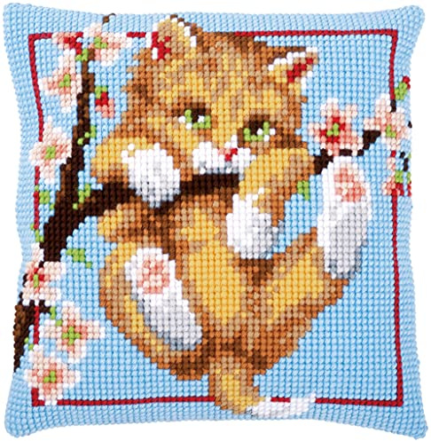VERVACO Kit Cuscino Punto Croce SOSPESO Set Ricamo Principianti Cuscini Gobelin Decorativi ca. 40 x 40 cm Accessori per Lavoretti Creativi DIY Casa Decor Hobby Adulti Cross Stitch