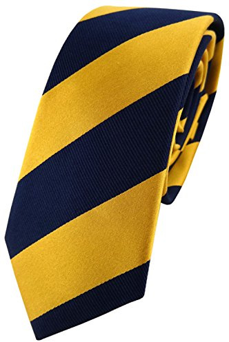 TigerTie schmale Designer Seidenkrawatte in gelb gold gelbgold royal gestreift - Krawatte 100% Seide