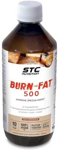 STC NUTRITION - Burn-Fat 500 - Nahrungsergänzungsmittel mit Carnitin, Pflanzenextrakten und Vitaminen - 3 Eigenschaften: fettverbrennend, energetisierend, entgiftend - Vegan - 500-ml-Flasche