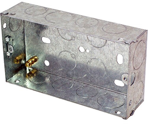 Loops 25mm Twin/Double Metal Flush Mounted Back Box - 2 Gang Brick Wall Hole Pattress