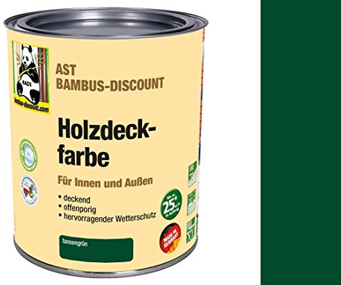 Holzdeckfarbe Bambus Holzlasur 0,75 Liter in tannengrün für Innen und Außen - deckend, hervorragender Wetterschutz