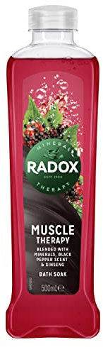 Radox Mineral Therapy Muscle Therapy Bath Soak uniquely blended with minerals, herbs, black pepper & ginseng for a rejuvenating bubble bath 500 ml
