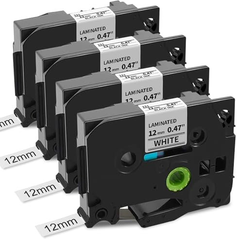 4x Unistar kompatibel Schriftband als Ersatz für Brother Ptouch TZe-231 TZe231 TZe 12mm 0.47 schwarz auf weiß Laminiertes TZ Tape for Ptouch PT-1000 PTD400VP PTH105 D210VP H110 D600VP H100LB
