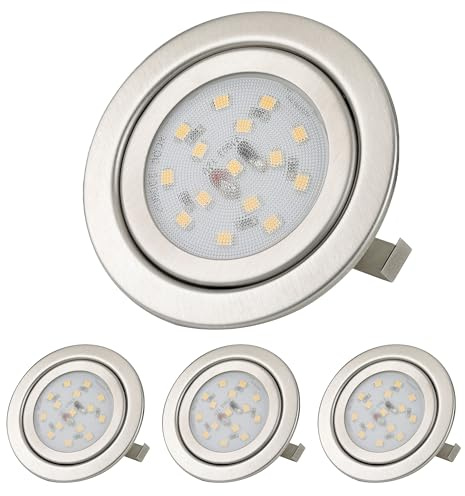 Sweet Led 4x Möbeleinbaustrahler flach 3W LED 230V IP20 Einbaustrahler Möbelleuchte Möbel-Einbaustrahler Einbauleuchte Einbauspot - ultra flach, mini, 3000k Warmweiß
