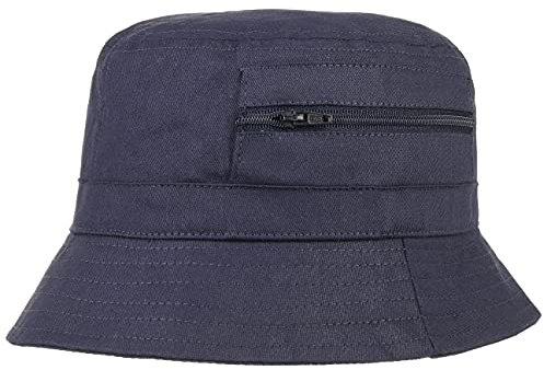 Lipodo Fischerhut Damen/Herren - Aus Baumwolle - Anglerhut mit eingenähter Tasche (Reißverschluss) - Sommerhut als Sonnenschutz - Farben blau, Oliv, weiß blau 57 cm