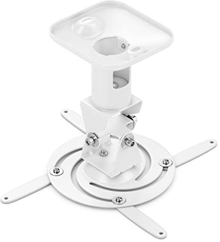 deleyCON Universal Beamer Supporto per Proiettore a Soffitto +-25° Inclinabile 360° Orientabile Resistente Fino a 15kg Supporto a Soffitto 215mm - Bianco