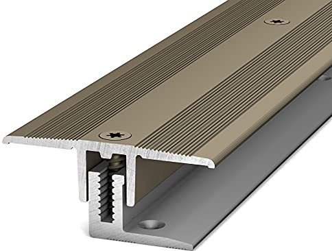 PRINZ Übergangsprofil Aluminium 220 7-16 mm - 90cm Länge - 34mm Breite - für Laminat und Parkett (edelstahl matt))