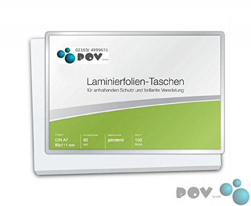 POV® Laminierfolien A7 (80 x 111 mm), 2 x 80 mic, glänzend, Verpackungseinheit: 100 Stück