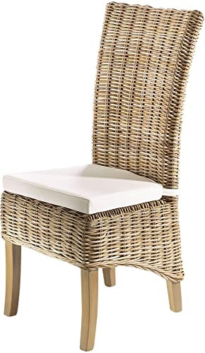 Kobolo Rattansessel mit Kissen Handarbeit Möbel Rattanmöbel Sessel aus Rattan - Grau - Wohnzimmer Esszimmer