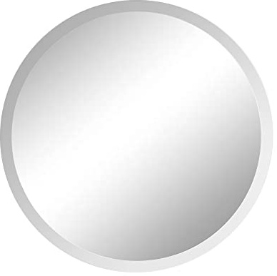 24 Inch Round Frameless Bathroom Vanity Mirror with Beveled Edge - Shatterproof Circle Wall Mounted Decorative Glass with Safety Backing for Living Room Bedroom Hallway Entryway - Fab Glass and Mirror