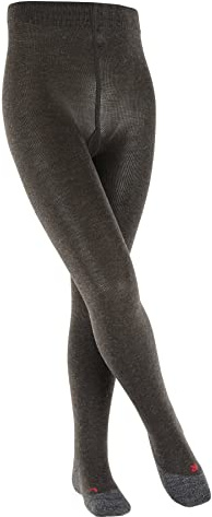 FALKE Unisex barn aktiva varma strumpbyxor ull svart blå många fler färger förstärkta barnstrumpbyxor utan mönster ogenomskinliga ullstrumpbyxor andas snabbtorkande 1 styck, Grå (antracit melange 3080), 134-146