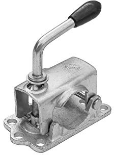 WINTERHOFF Stützradklemme KLE48-G aus Gusseisen für 48 mm Rohr, Tragfähigkeit 250 kg, 6 Befestigungslöcher Ø11 mm, Lochabstand 105 x 50 mm, Hebelgriff für Anhängerdeichsel