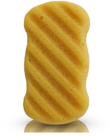 Gisa Wellness - Spugna Di Konjac - 100% Fibre Naturali - Adatta per il Corpo - Forma ad Onda Lunga - Pulisce e Massaggia delicatamente la Pelle - Ideale per tutti i tipi di pelle - Made in Italy