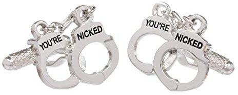 Handcuffs You're Nicked Police Prison Style Cufflinks In Onyx Art Cufflink Box, One Size, Silver