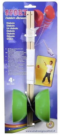 Simba 70500 107303769 - Diabolo Kunststoff m. Holzstäben, es Wird nur EIN Artikel geliefert, Schnur 115cm, Durchmesser 10cm