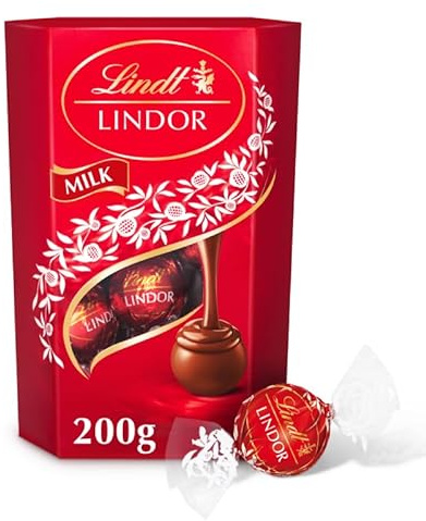 Lindt Lindor Milk Chocolate Truffles – 200g Box (Approx. 16 Balls) – Smooth Filling – Gift, Birthday, Congratulations Treat
