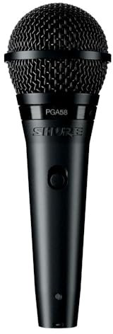 Shure PGA58- Micrófono de Mano dinámico para Voces con patrón de captación cardioide, Interruptor de Encendido/Apagado Discreto, Adaptador de Soporte y Bolsa con Cremallera (PGA58-LC)