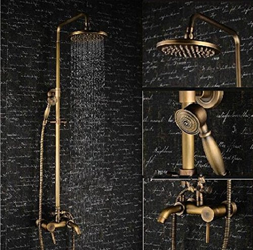 GOWE Robinet de douche mural en laiton antique, robinet mitigeur de baignoire, colonne de douche