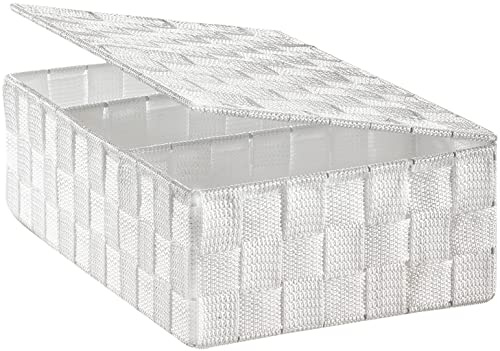 Kobolo Regalkorb Aufbewahrungsbox mit Deckel Unterteilung 32x22x10 cm