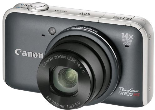 Canon PowerShot SX220 HS Digitalkamera (12 MP, 14-fach opt. Zoom, 7,6cm (3 Zoll) Display, Full HD, bildstabilisiert) grau