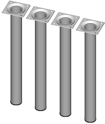 Element System 18133-00267 Gambe in Acciaio a Base Rotonda, Alluminio, 30 cm, Set di 4 Pezzi