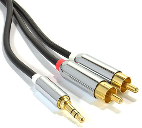 Pro cuivre desoxygéné 3,5 mm Stéréo Jack vers 2 x RCA Cinch Fiches câble Plaqués Or 5 m [5 mètre/5m]