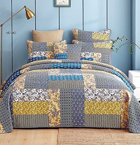 Tache 3 Piece Royal Chambers Patchwork Floral Quilt Set, Queen